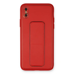 iPhone XS Max Kılıf Coco Deri Standlı Kapak - Kırmızı