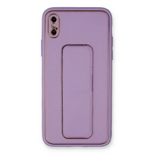iPhone XS Max Kılıf Coco Deri Standlı Kapak - Koyu Lila