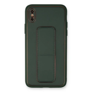 iPhone XS Max Kılıf Coco Deri Standlı Kapak - Yeşil