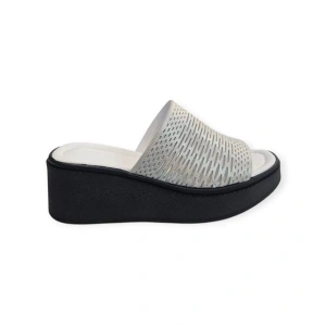 K1471130 Yüksek Taban Yaldızlı Kadın Terlik Beyaz