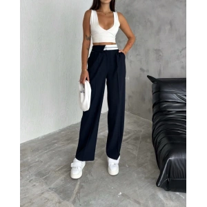 Kadın Ters Kemer Detaylı Poliviskon Pantolon