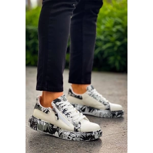 Kb-02  Kuback Bağcıklı Crocodile Beyaz Siyah Günlük Erkek Ayakkabı
