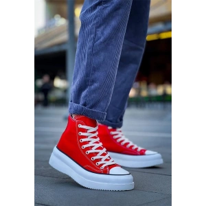 Kb-Cx-3 Kuback Uzun Kırmızı Keten Beyaz Yüksek Taban Spor Ayakkabı