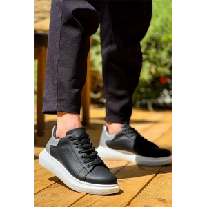 Kb-X500  Kuback  Siyah Gümüş Yüksek Taban Bağcıklı Günlük Erkek Ayakkabı