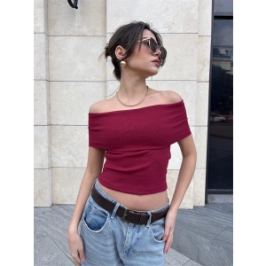 Madonna yaka sıfır kol bluz