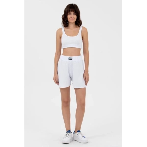 Muked Kendinden Desenli Kadın Spor Şort Mavi