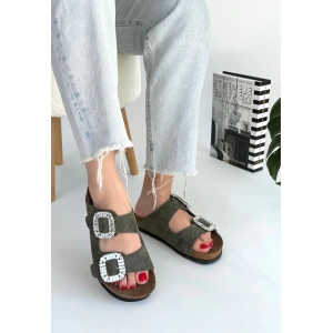 Nool Yeşil Nubuk Terlik