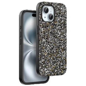 Onegif iPhone 15 Plus Bright Simli Kapak - Gümüş