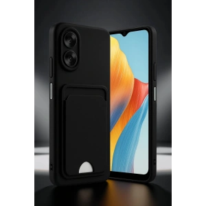 Oppo A38 Kılıf Kelvin Kartvizitli Silikon - Siyah