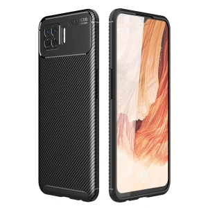 Oppo A73 Kılıf Auto Focus Karbon Kapak - Siyah