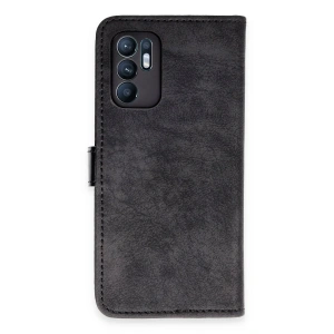 Oppo Reno 6 Kılıf Trend S Plus Kapaklı Kılıf - Siyah