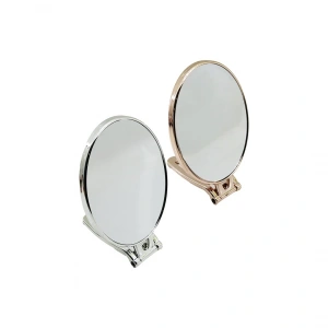 Oval   6.5 İnç=16.5x13cm  Makyaj Aynası  Çift Taraflı   Bronz - Gümüş Pls.çerçeve   Katlanır Ayaklı