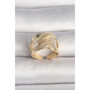 Pirinç Gold Renk Ayarlanabilir Zirkon Taşlı Kadın Yüzük