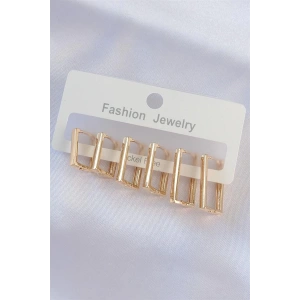 Pirinç Gold Renk Dikdörtgen Model Küpe Seti