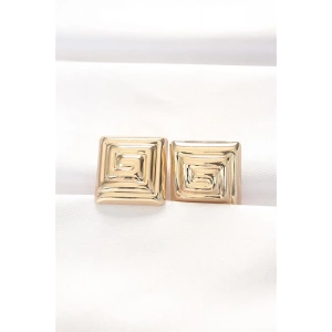 Pirinç Gold Renk Kare Form Küpe