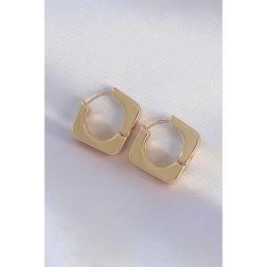 Pirinç Gold Renk Kare Küpe