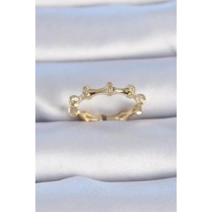 Pirinç Gold Renk Zirkon Taşlı Kadın Yüzük
