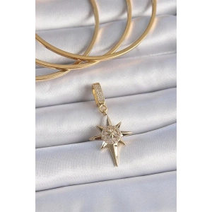 Pirinç Gold Renk Zirkon Taşlı Kutup Yıldızı Model Ajda Charm