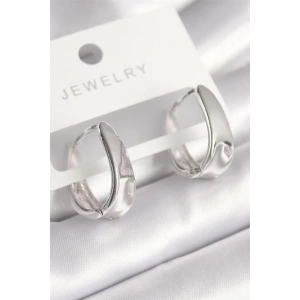 Pirinç Gümüş Renk Halka Model Kadın Küpe