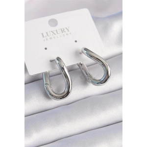 Pirinç Gümüş Renk Halka Model Kadın Küpe