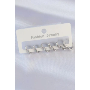 Pirinç Gümüş Renk Kalp Model Küpe Seti