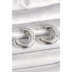 Pirinç Gümüş Renk Yarım Halka Model CCB Kadın Küpe