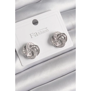 Pirinç Gümüş Renk Zirkon Taşlı Çiçek Model Kadın Küpe