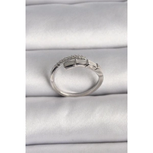 Pirinç Gümüş Renk Zirkon Taşlı Yılan Model Ayarlanabilir Yüzük