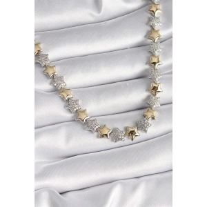 Pirinç Mix Renk Zirkon Taşlı Yıldız Model VIP Exclusive Seri Kadın Kolye