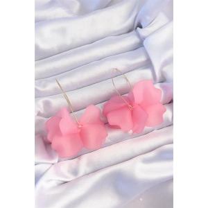 Pirinç Pembe Renkli Flora Küpe