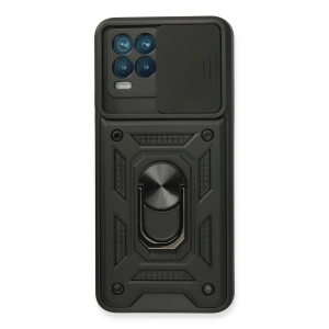 Realme 8 Kılıf Pars Lens Yüzüklü Silikon - Siyah