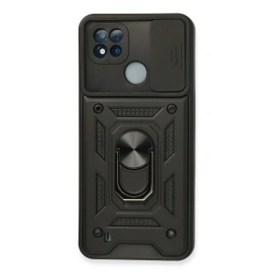 Realme C11 2021 Kılıf Pars Lens Yüzüklü Silikon - Siyah