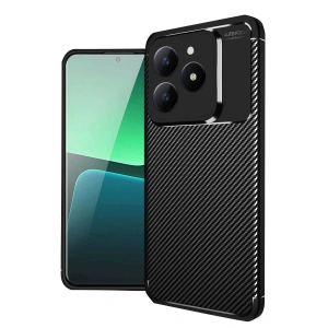 Realme C61 Kılıf Auto Focus Karbon Kapak - Siyah