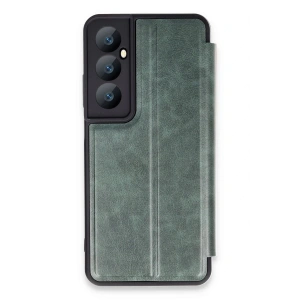 Realme C65 Kılıf Flip Cover - Koyu Yeşil