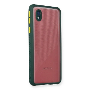 Samsung Galaxy A01 Core Kılıf Miami Şeffaf Silikon - Koyu Yeşil