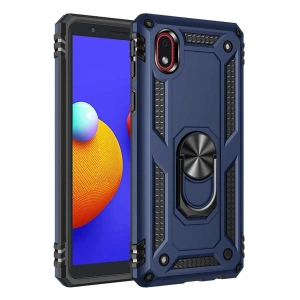Samsung Galaxy A01 Core Kılıf Sofya Yüzüklü Silikon Kapak - Lacivert