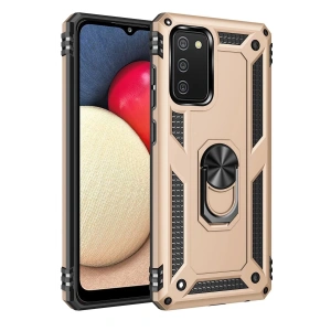 Samsung Galaxy A02S Kılıf Sofya Yüzüklü Silikon Kapak - Gold