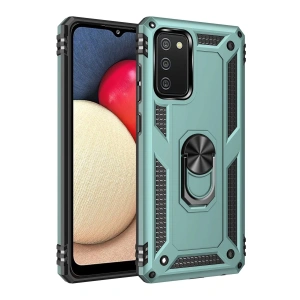 Samsung Galaxy A02S Kılıf Sofya Yüzüklü Silikon Kapak - Yeşil