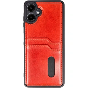 Samsung Galaxy A06 Kılıf Sara Kartvizitli Deri Kılıf - Kırmızı