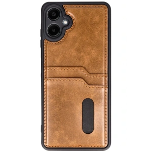 Samsung Galaxy A06 Kılıf Sara Kartvizitli Deri Kılıf - Taba