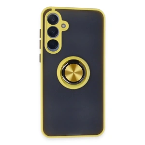 Samsung Galaxy A15 4G Kılıf Montreal Yüzüklü Silikon Kapak - Sarı