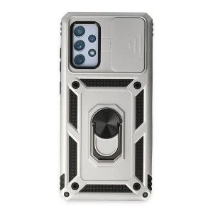 Samsung Galaxy A52 Kılıf Pars Lens Yüzüklü Silikon - Gümüş