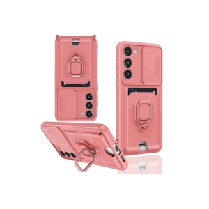 Samsung Galaxy M34 5G Kılıf Zuma Kartvizitli Yüzüklü Silikon - Pembe