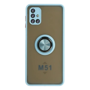 Samsung Galaxy M51 Kılıf Montreal Yüzüklü Silikon Kapak - Buz Mavi