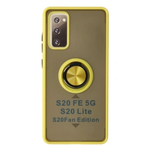 Samsung Galaxy S20 FE Kılıf Montreal Yüzüklü Silikon Kapak - Sarı