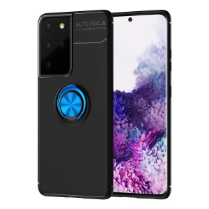 Samsung Galaxy S21 Ultra Kılıf Range Yüzüklü Silikon - Siyah-Mavi