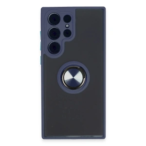 Samsung Galaxy S23 Ultra Kılıf Montreal Yüzüklü Silikon Kapak - Lacivert