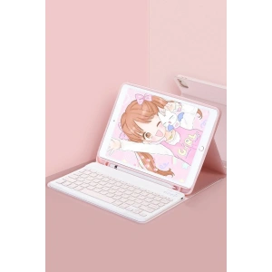 Samsung Galaxy Tab A9 Kılıf KC01 Smart Klavyeli Tablet Kılıfı - Pembe
