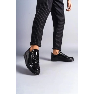 SLW152 Cool Bağcıklı Rugan Erkek Günlük Spor Klasik Ayakkabı RST - Siyah