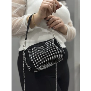 Taşlı siyah cilt çanta
